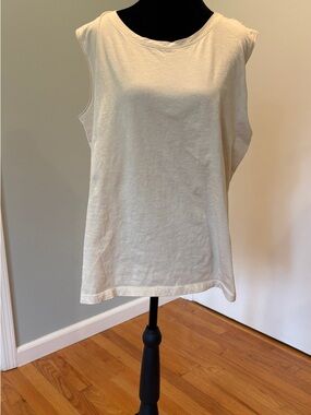 Indigo Sleeveless Crewneck Tank Top - Cream